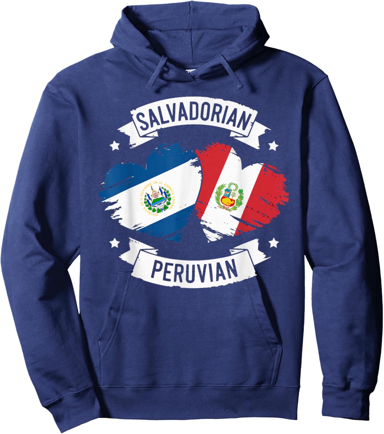 Half Salvadorian Half Peruvian Peru Flag El Salvador Hoodie - Hoodie | Navy