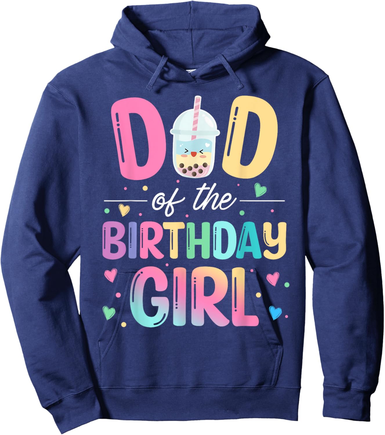 Dad Of The Birthday Girl Bubble Boba Tea Party Family Hoodie - Hoodie | Navy