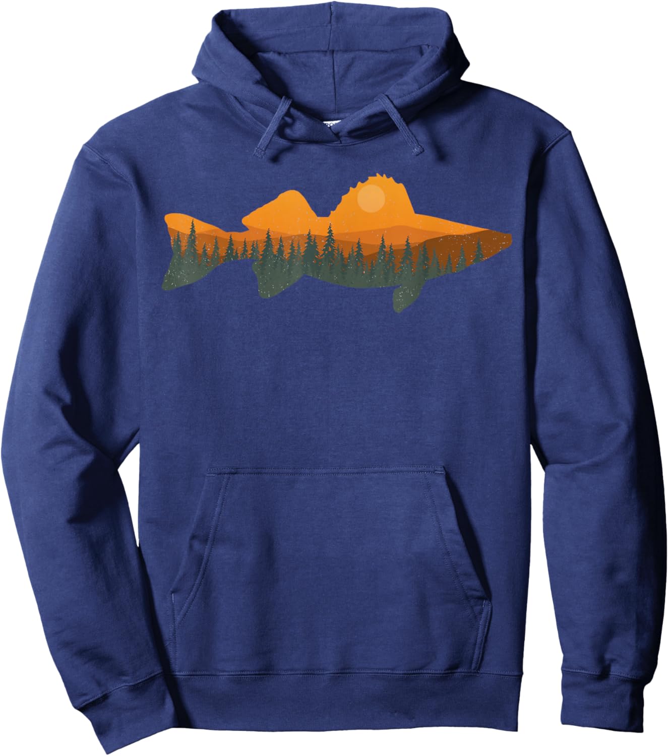Walleye Fishing Forest Nature Wildlife Fisherman Hoodie - Hoodie | Navy