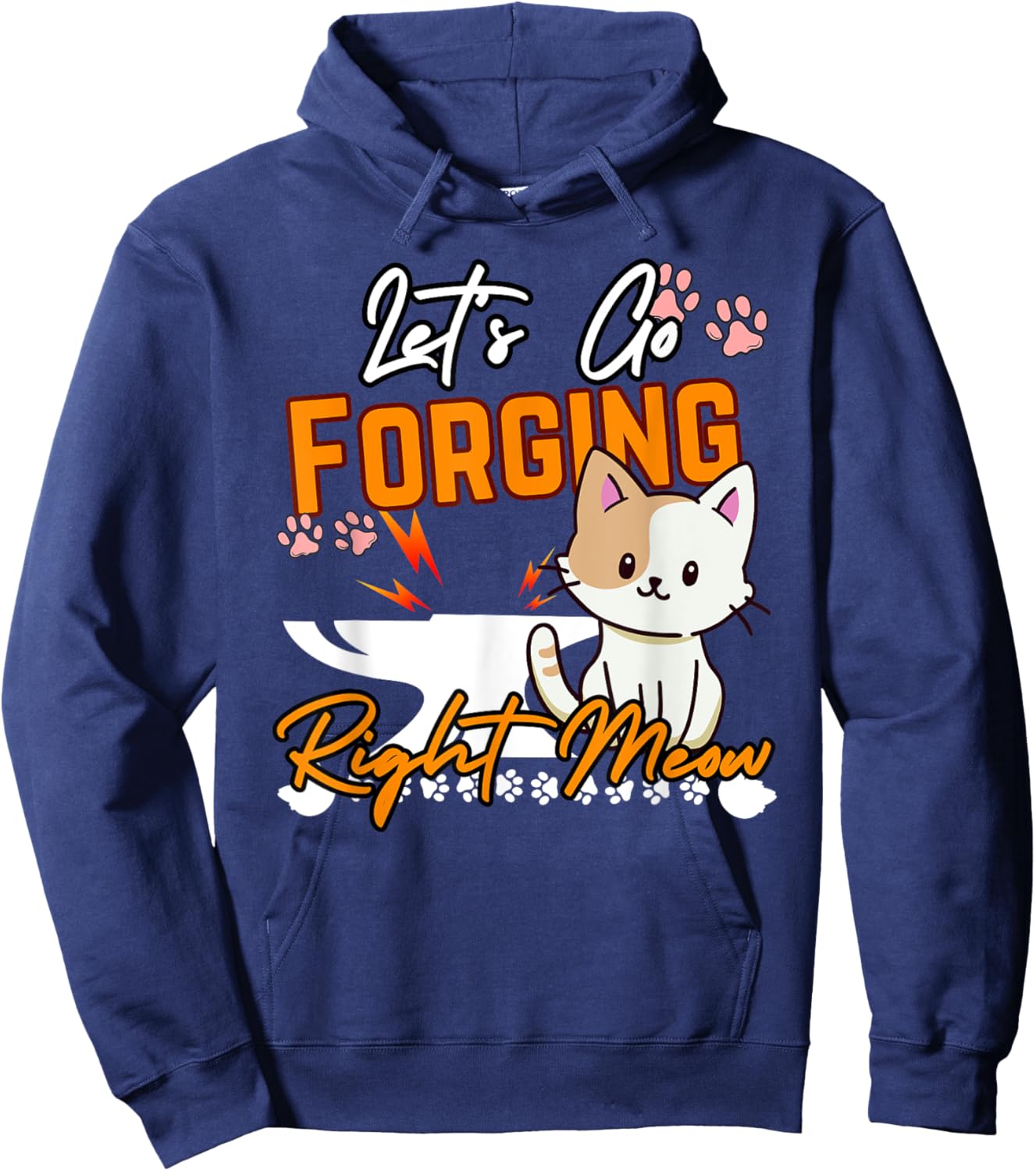 Blacksmithing Cats Right Meow Cat Forge & Forging Blacksmith Women Kids Hoodie - Hoodie | Navy