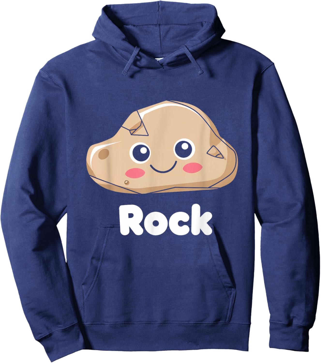 Rock Cute Kawaii Adorable Playful Cartoon Character Hoodie - Hoodie | Navy