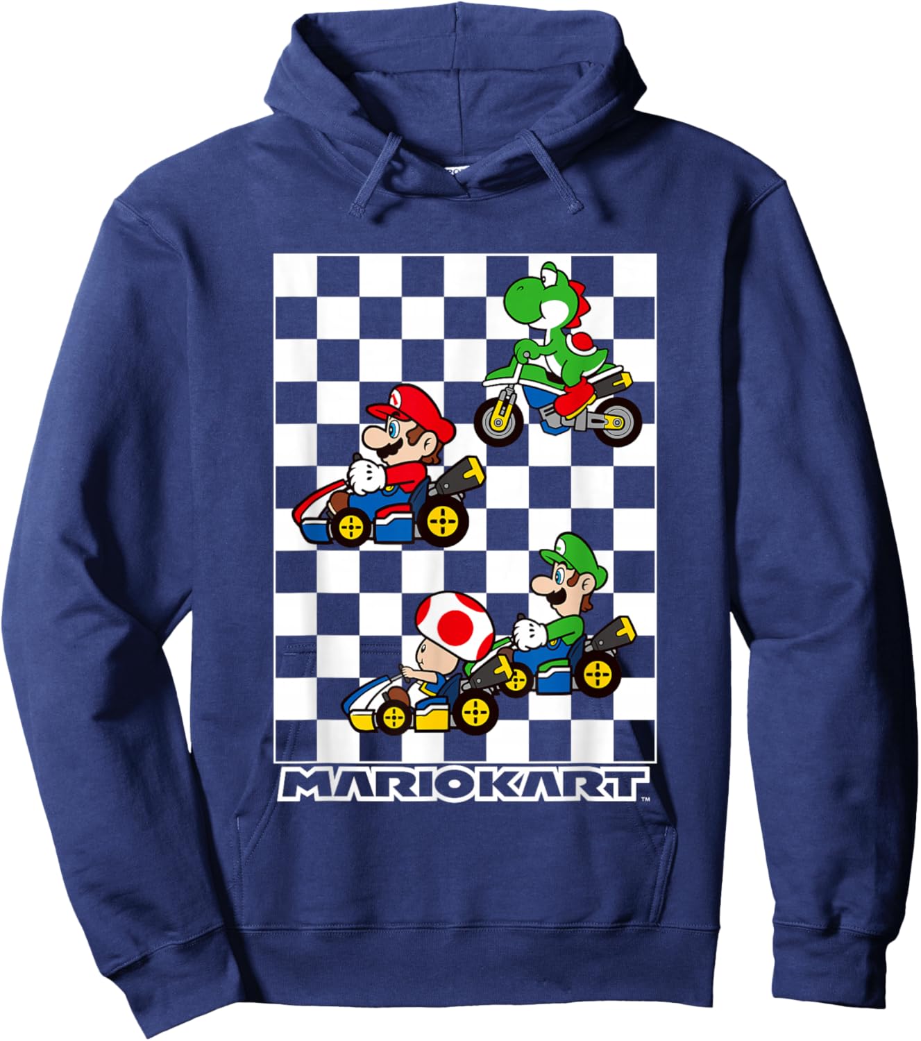 Mario Kart Racing Big Nintendo 4 Character Portrait Hoodie - Hoodie | Navy