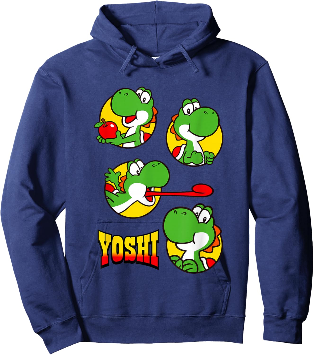 Super Mario Bros Yoshi Big Snack Bubble Portraits Hoodie - Hoodie | Navy