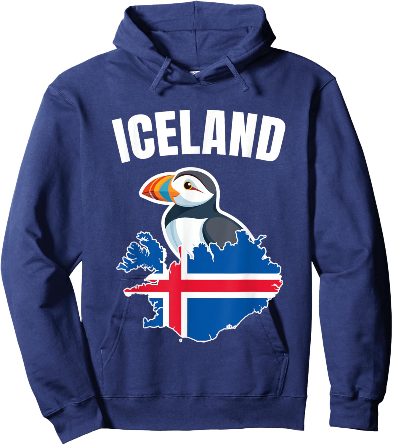 Iceland Map Puffin Bird Reykjavík Iceland Icelandic Vacation Hoodie - Hoodie | Navy