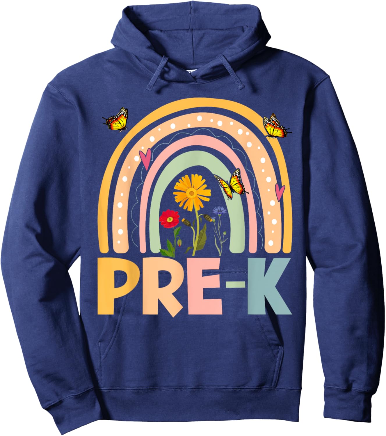 Wildflower Pre-K Preschool Team Floral Teacher Girls Hoodie - Hoodie | Navy