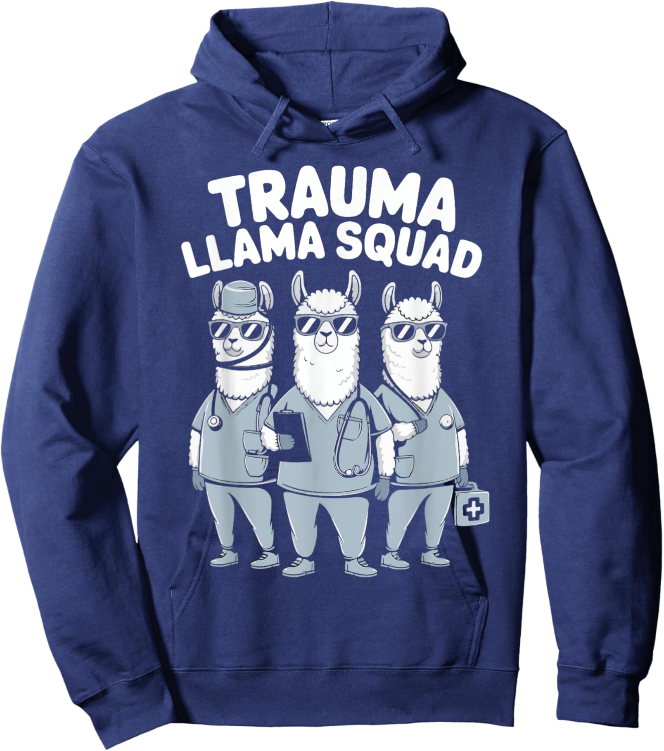 Trauma Llama Squad Funny Medical Paramedic Humor Hoodie - Hoodie | Navy