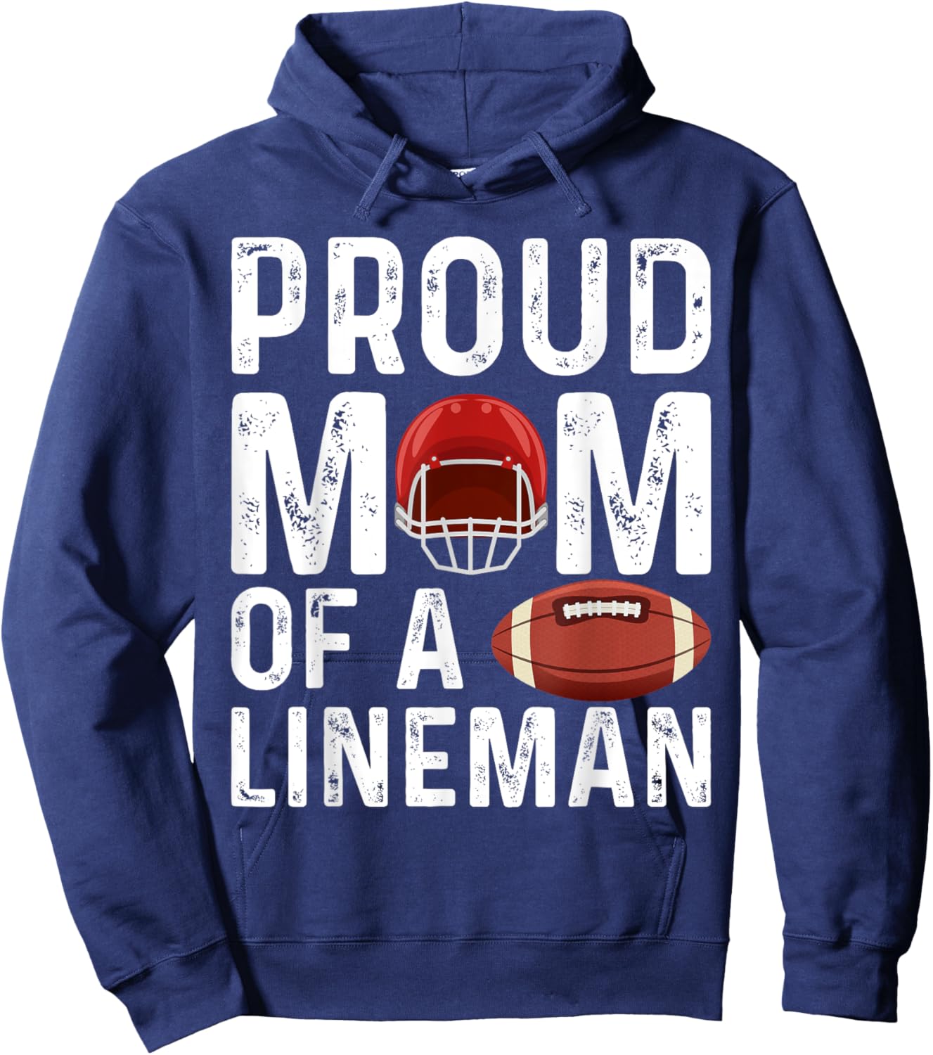 Women's Proud Mom Of A Lineman Football Hoodie - Hoodie | Navy