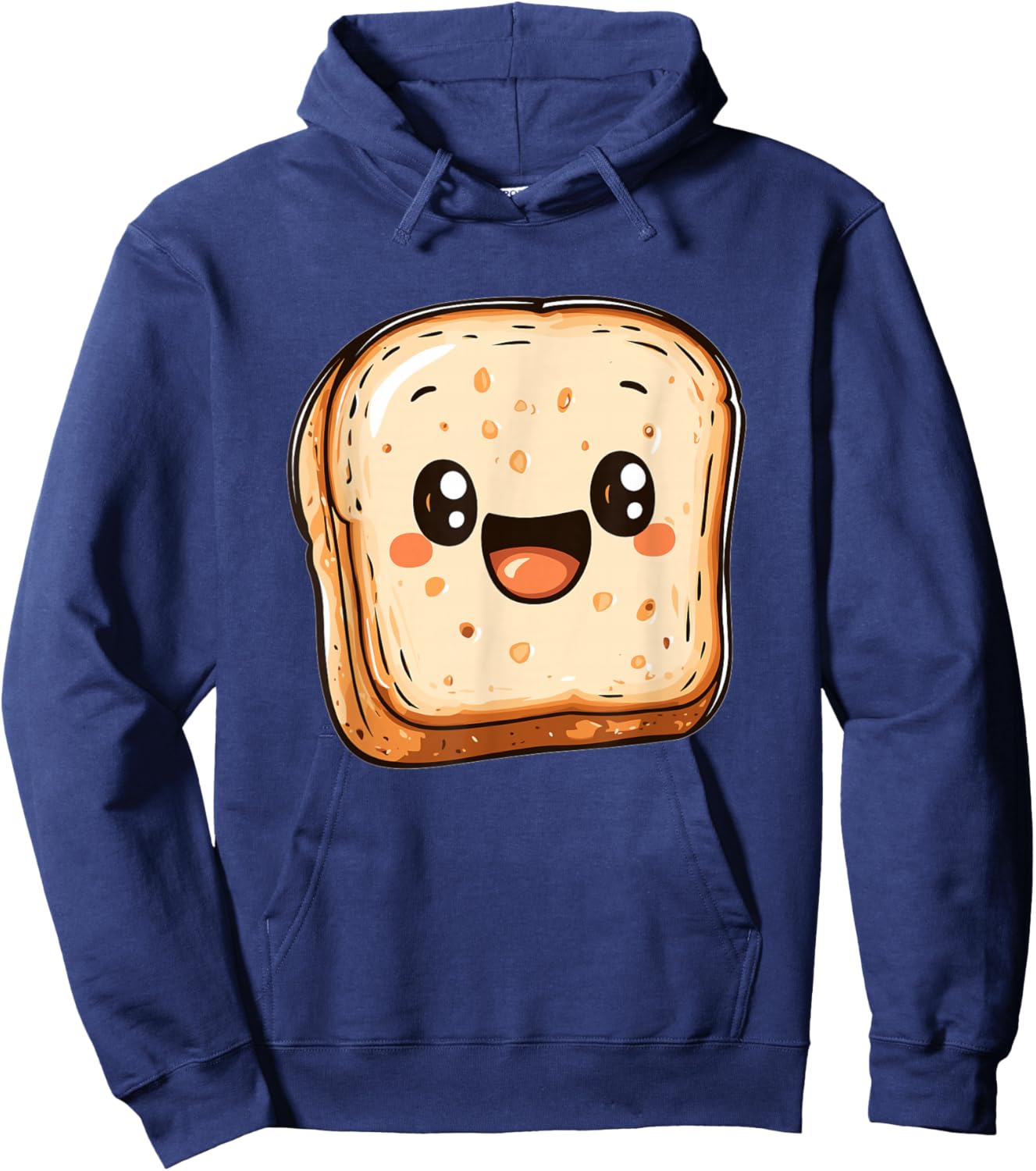 Happy Bread Slice Cartoon Smiling Toast Hoodie - Hoodie | Navy