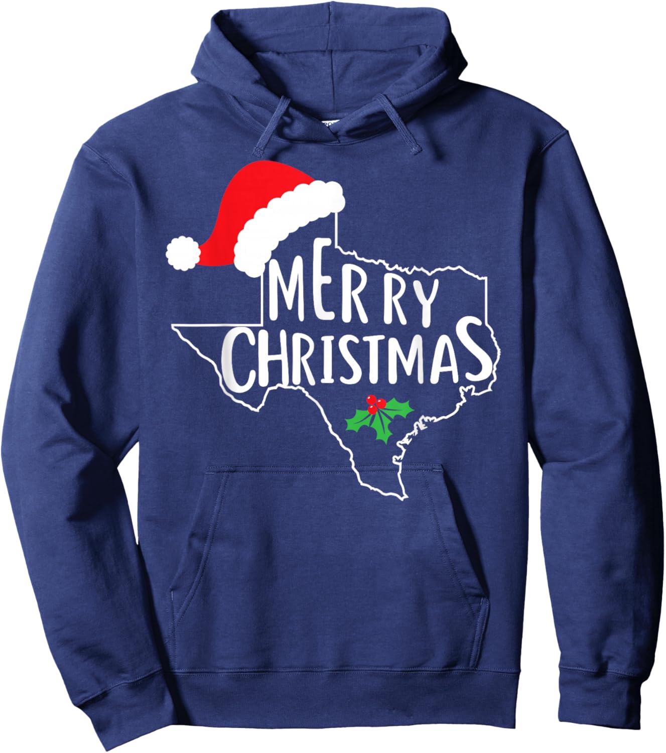 Texas State Merry Christmas Santa Hat America Cute Hoodie - Hoodie | Navy