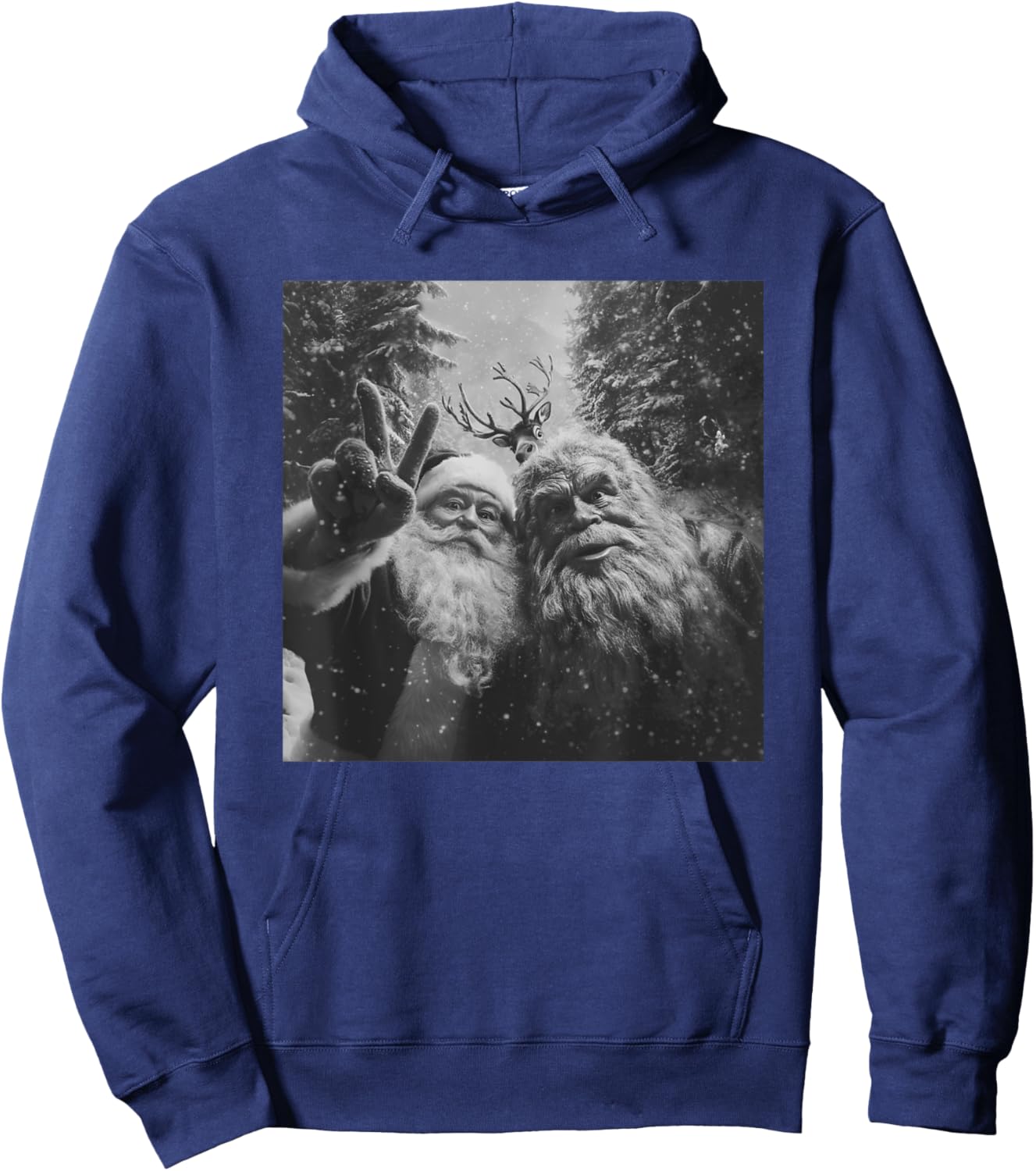 Vintage Bigfoot Santa Claus Selfie Christmas Hoodie - Hoodie | Navy
