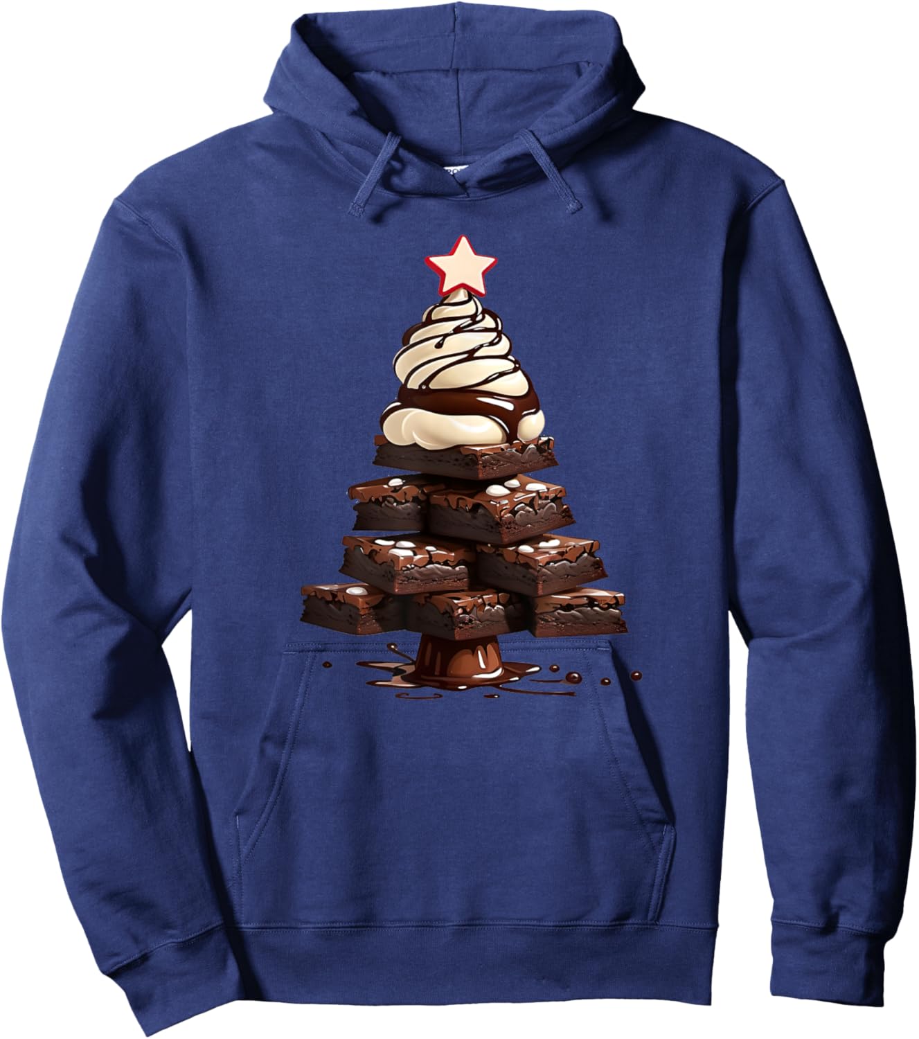 Hot Fudge Brownie Sundae Christmas Tree Hoodie - Hoodie | Navy