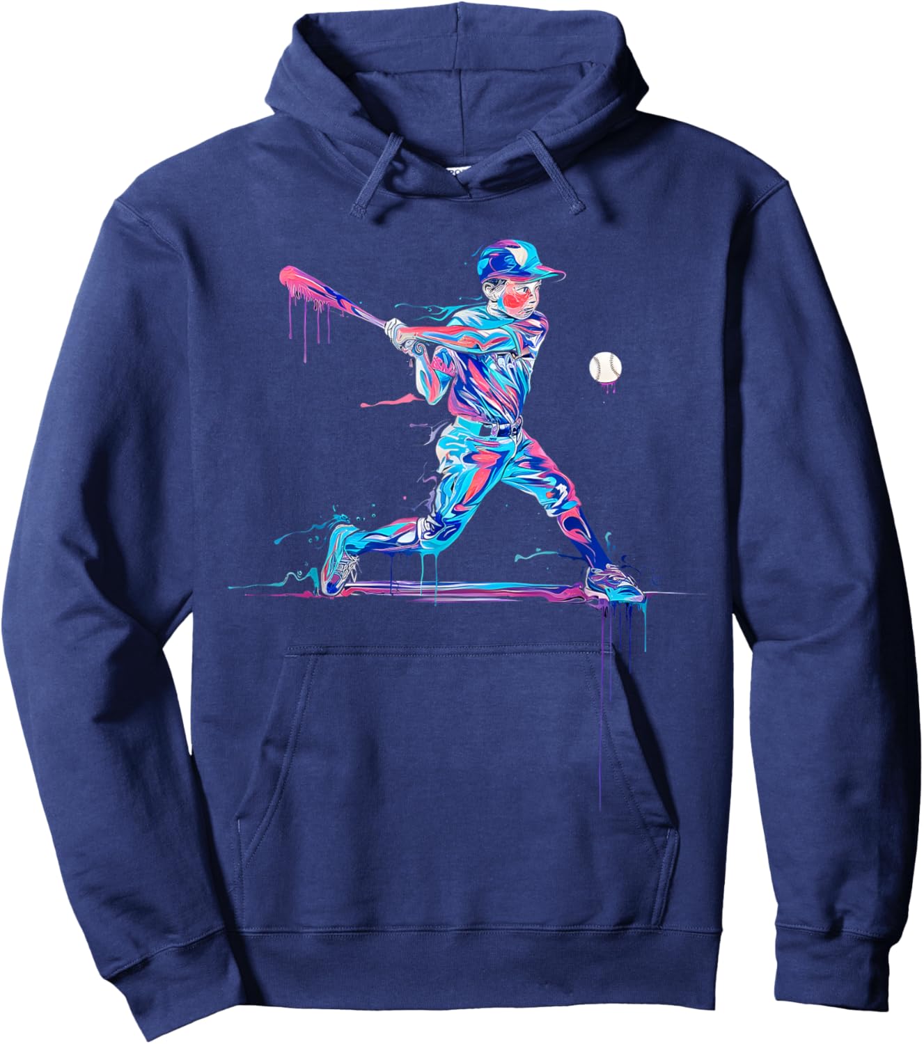 Boys Baseball Player Baseball Drip For Boys Ice Cream Hoodie - Hoodie | Navy