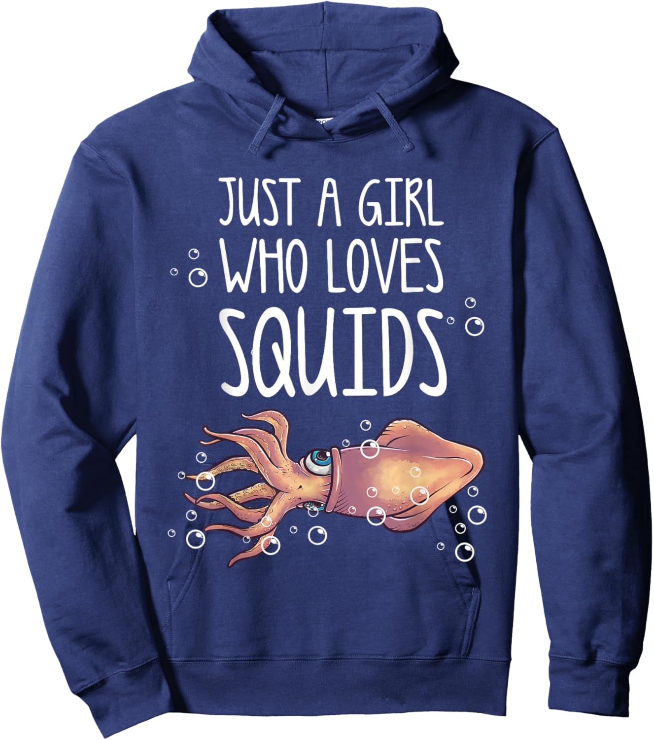 Best Squid Art For Girls Women Kid Adult Octopus Lover Squid Hoodie - Hoodie | Navy