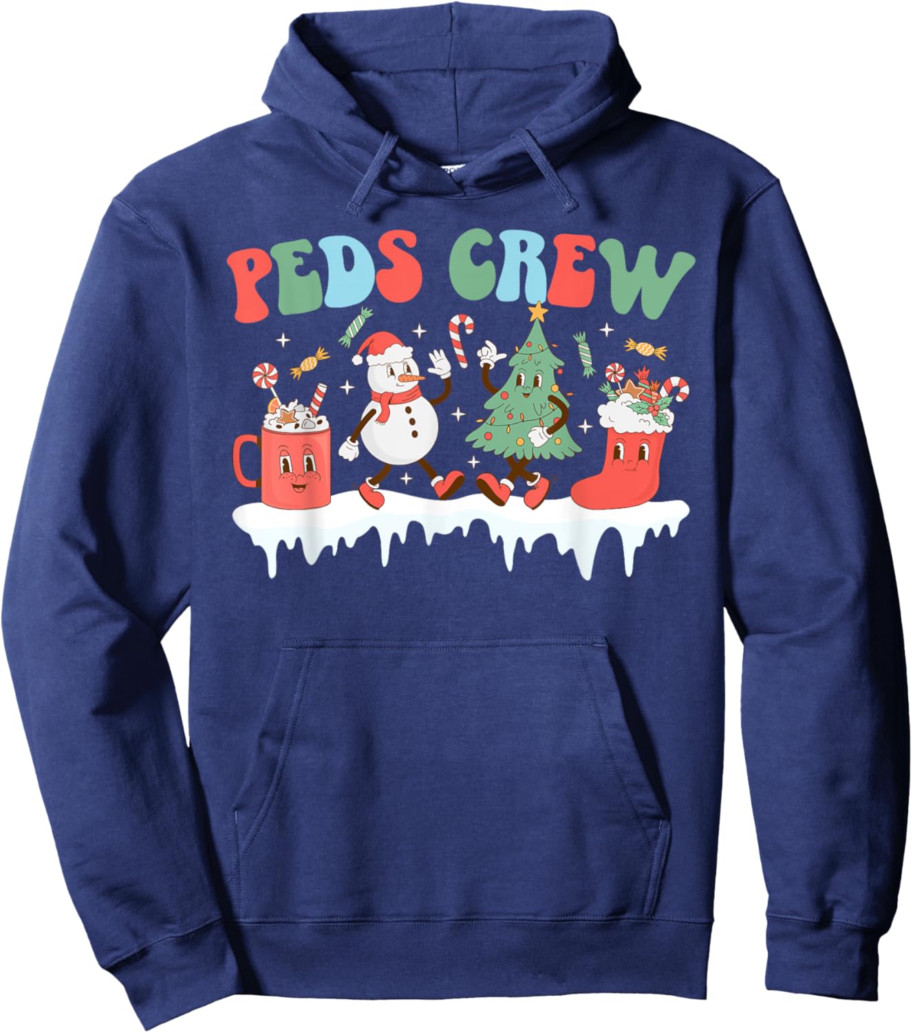 Peds Crew Christmas Peds Nurse Xmas Pediatric Nurse Team Hoodie - Hoodie | Navy