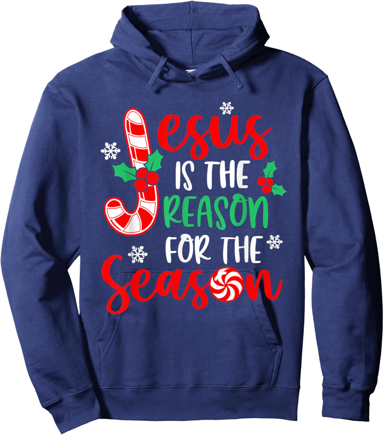 Jesus Is The Reason For The Season Christmas Xmas Candy Cane Hoodie - Hoodie | Navy