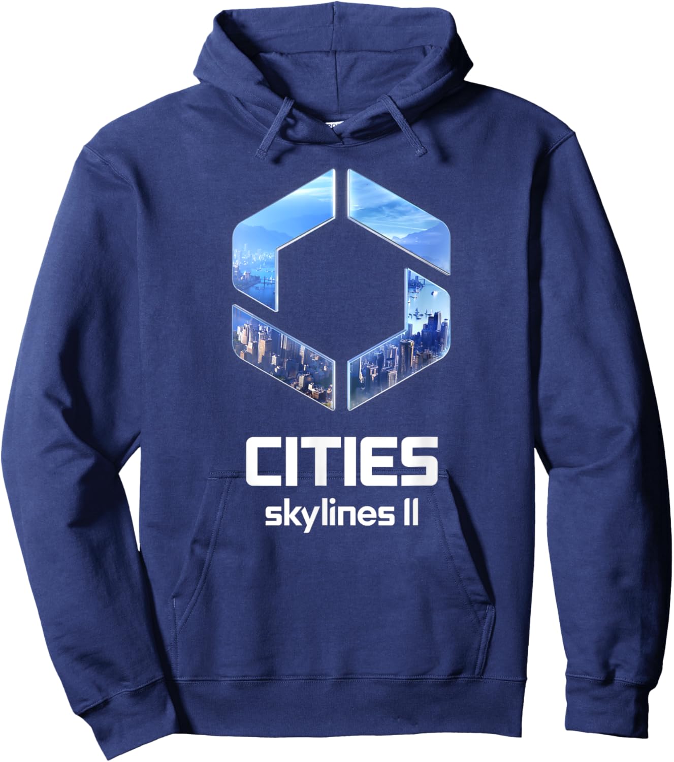 Cities Skylines II Game Logo City Builder White Hoodie - Hoodie | Navy