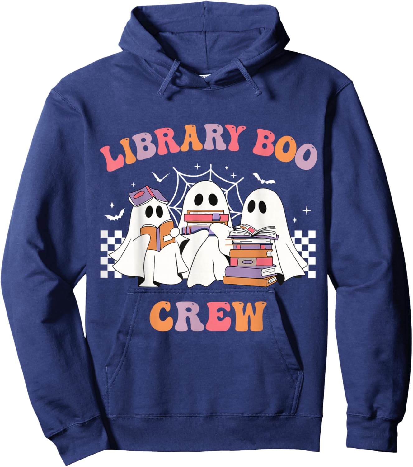 Library Boo Crew Book Lovers Funny Halloween Library Ghost Hoodie - Hoodie | Navy