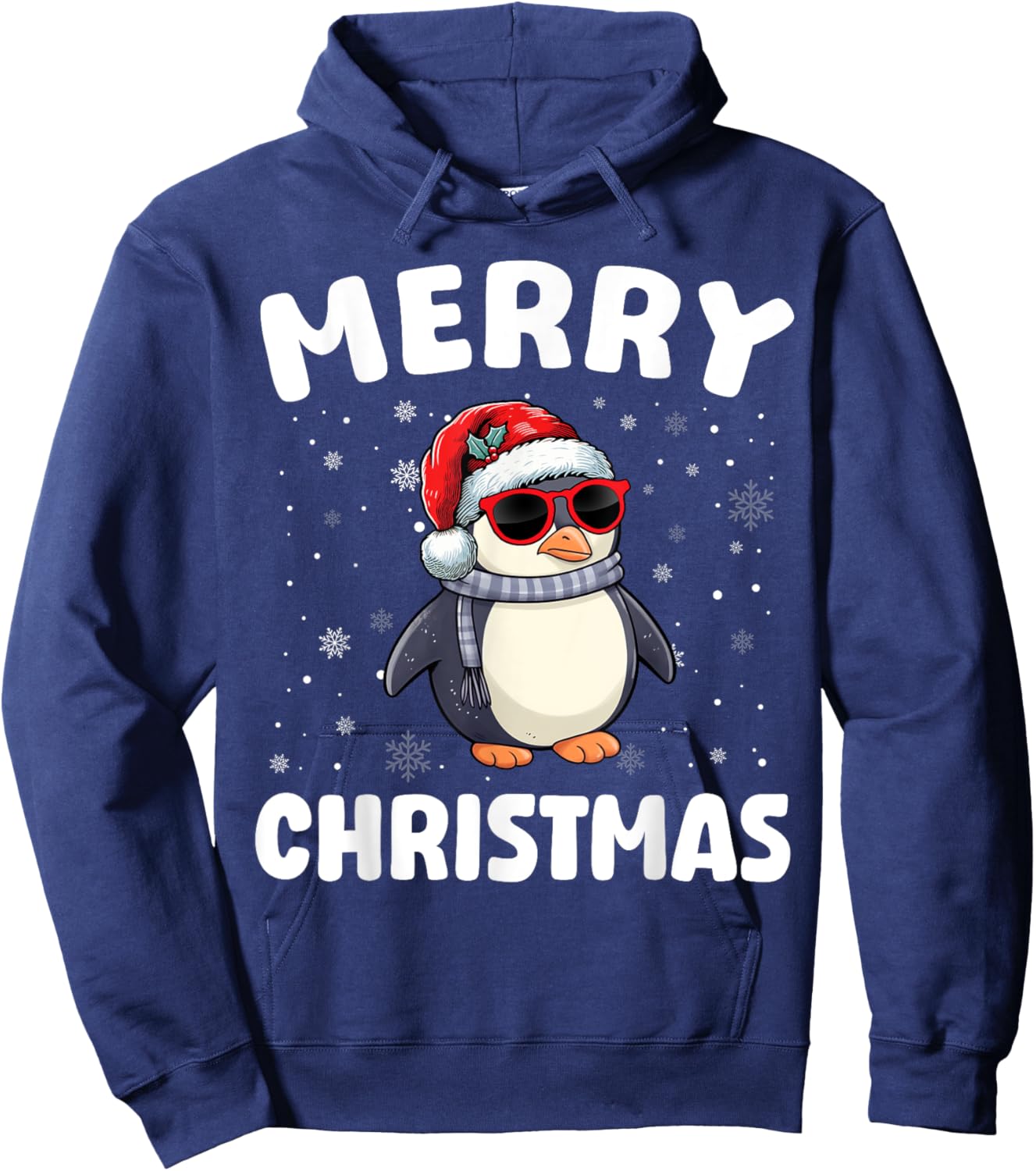 Merry Christmas Penguin Merry Xmas Funny Boy Girl Kids Hoodie - Hoodie | Navy
