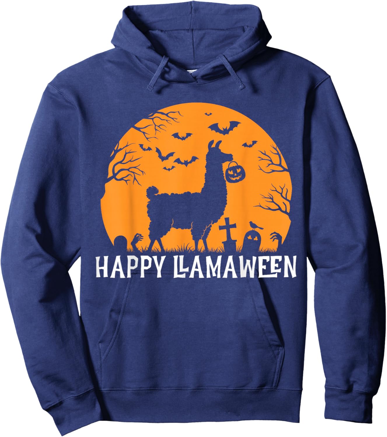 Halloween Llama Happy Llamaween Hoodie - Hoodie | Navy