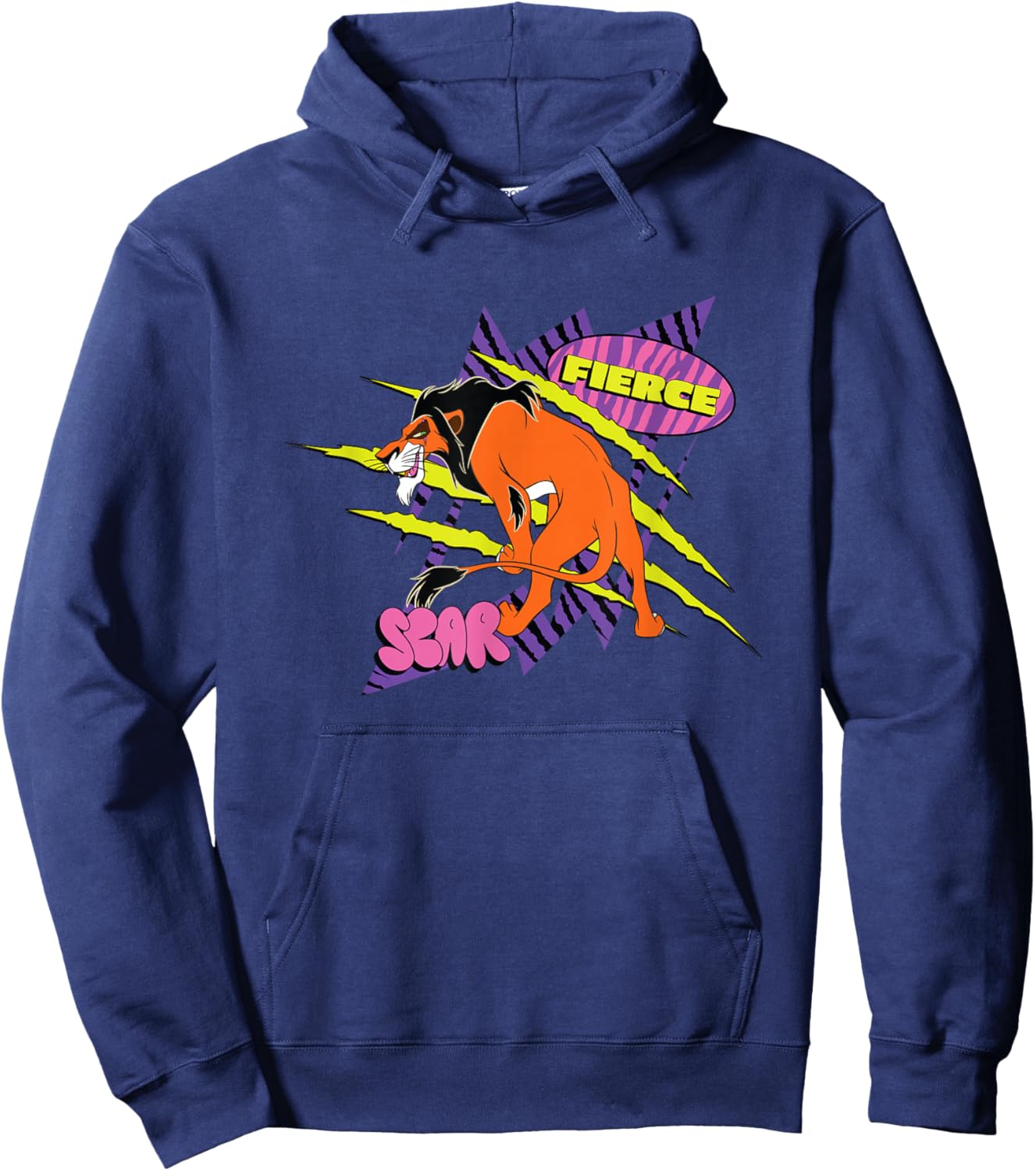Disney The Lion King Fierce Scar 90's Retro Big Chest Logo Hoodie - Hoodie | Navy