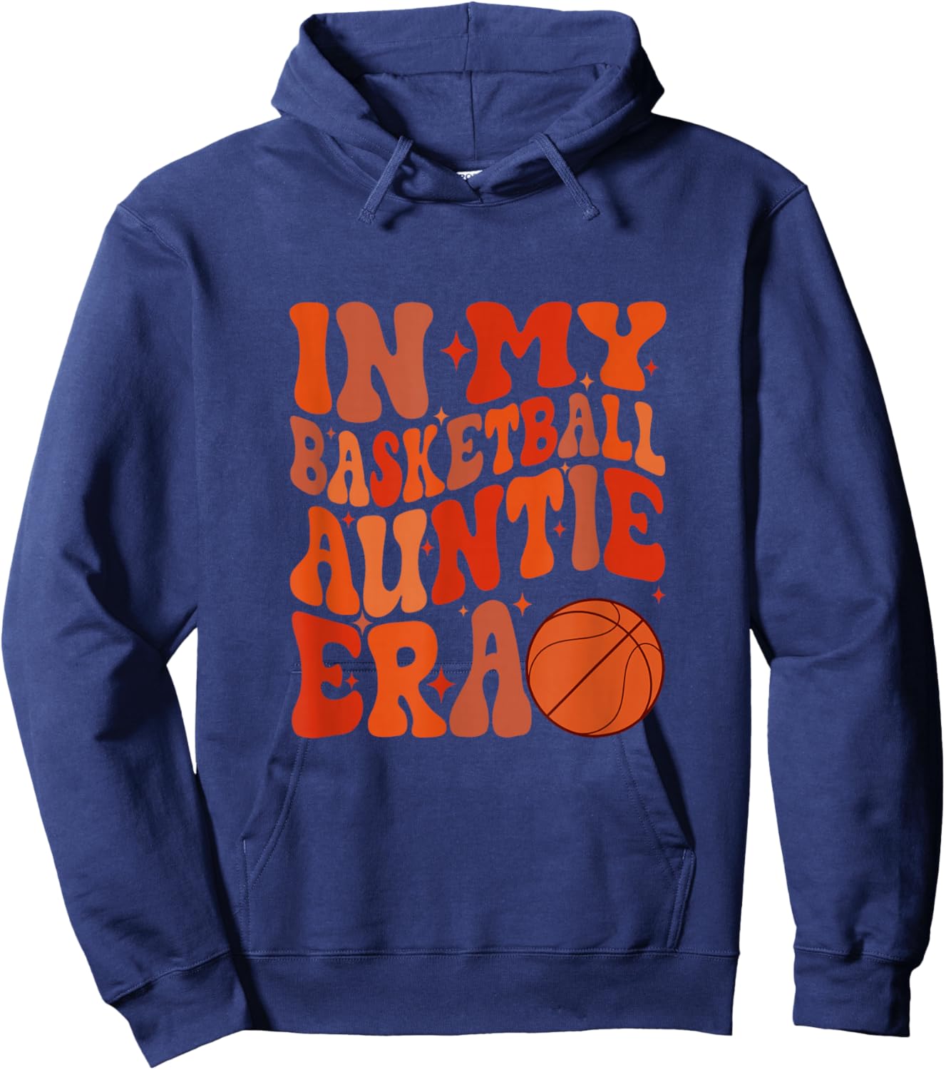 Black Basketball Auntie Groovy Vintage Basketball Auntie Hoodie - Hoodie | Navy