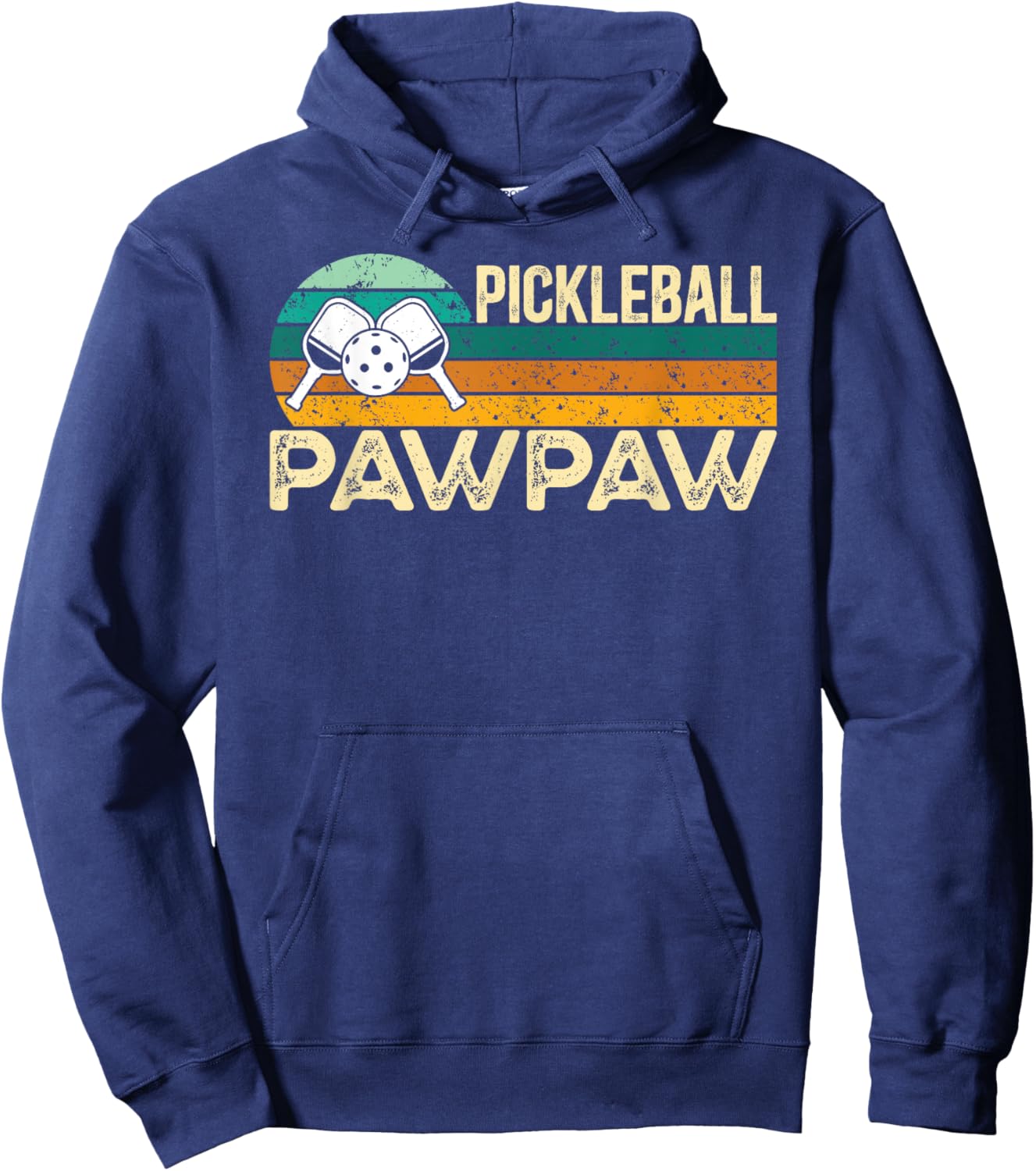 Pickleball Pawpaw Retro Pickleball Player Pawpaw Grandpa Hoodie - Hoodie | Navy