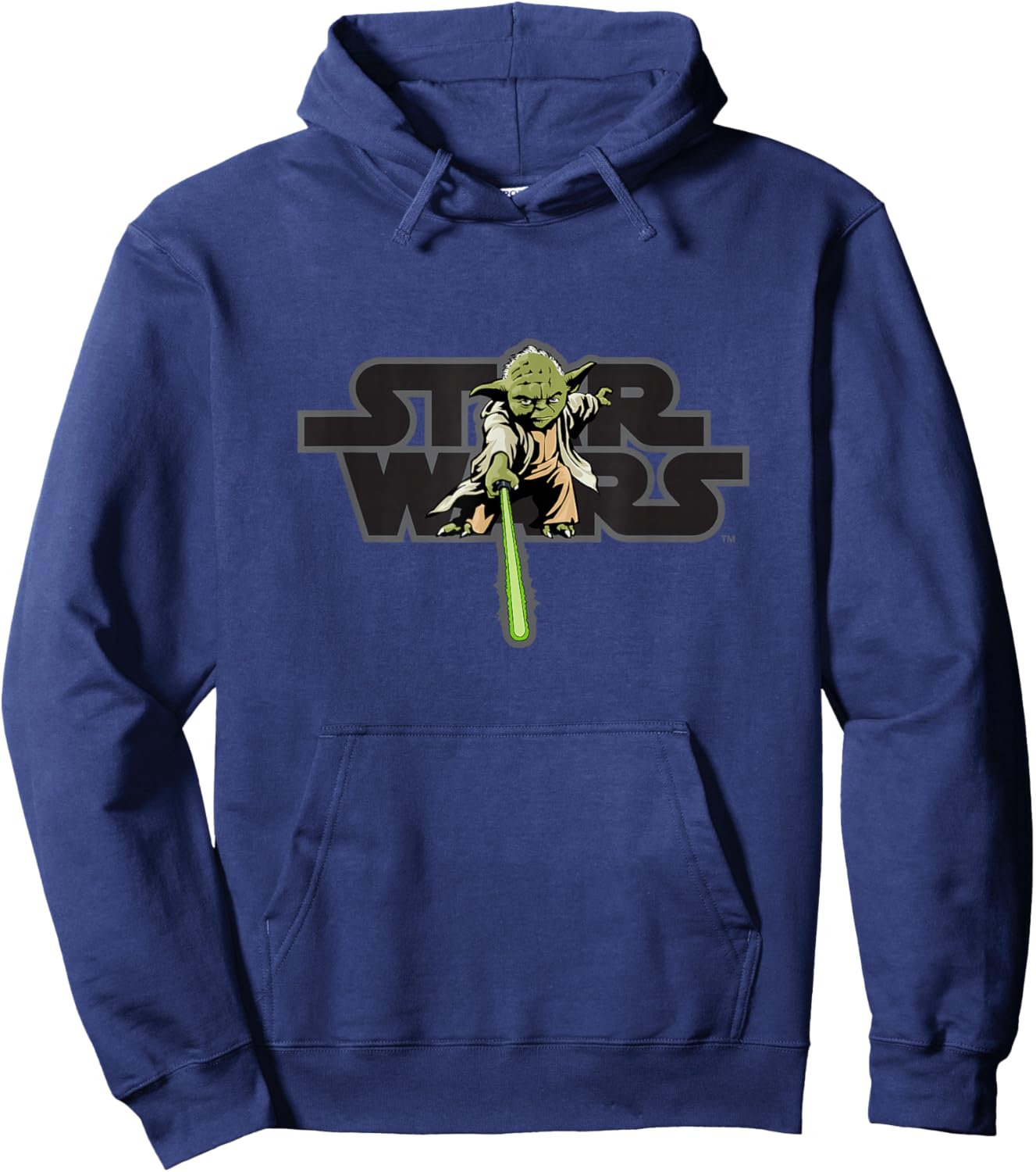 Star Wars Logo Jedi Master Yoda Lightsaber Hoodie - Hoodie | Navy