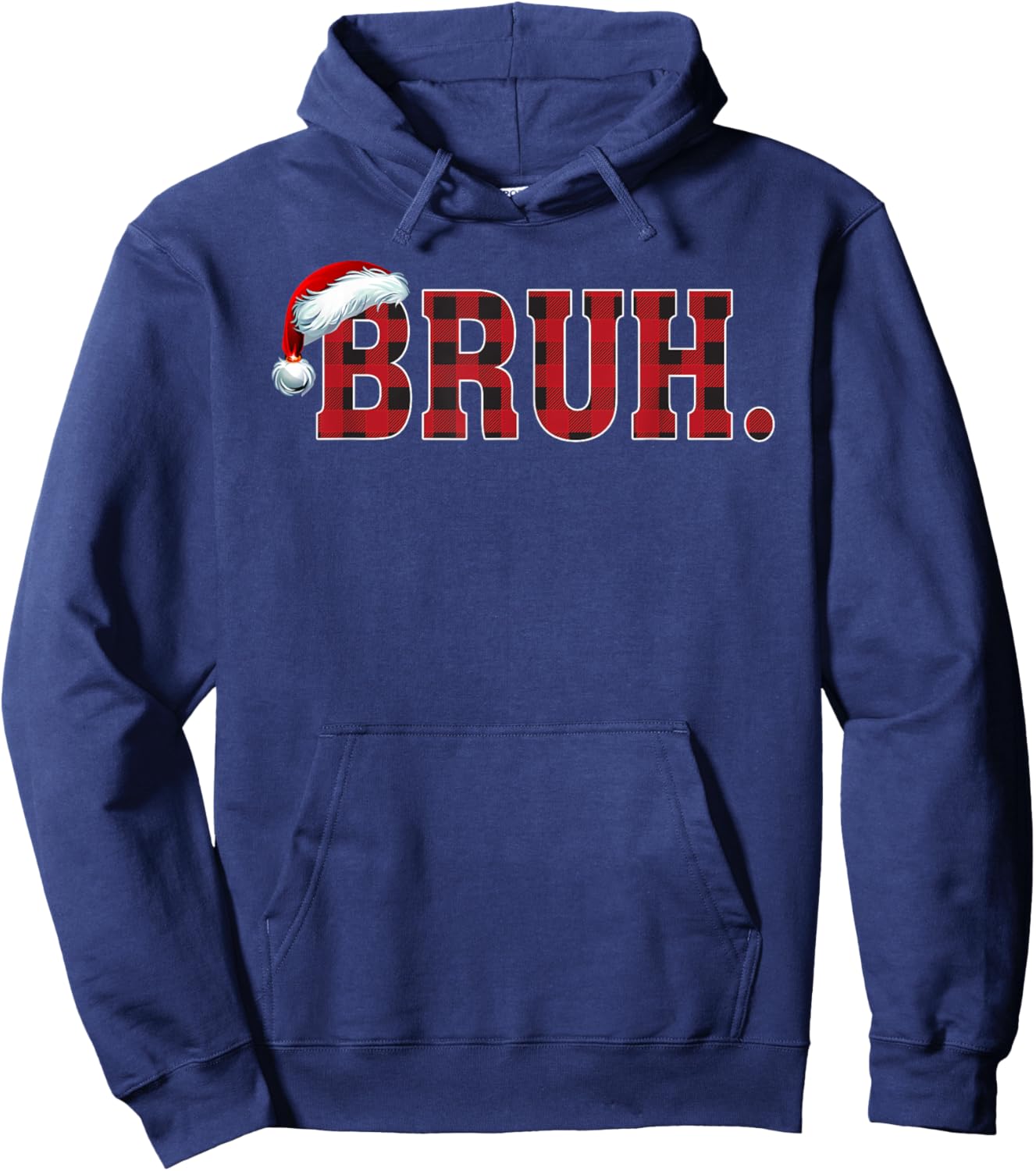 Bruh Funny Christmas Plaid Teens Boys Kids Xmas Pajamas Hoodie - Hoodie | Navy