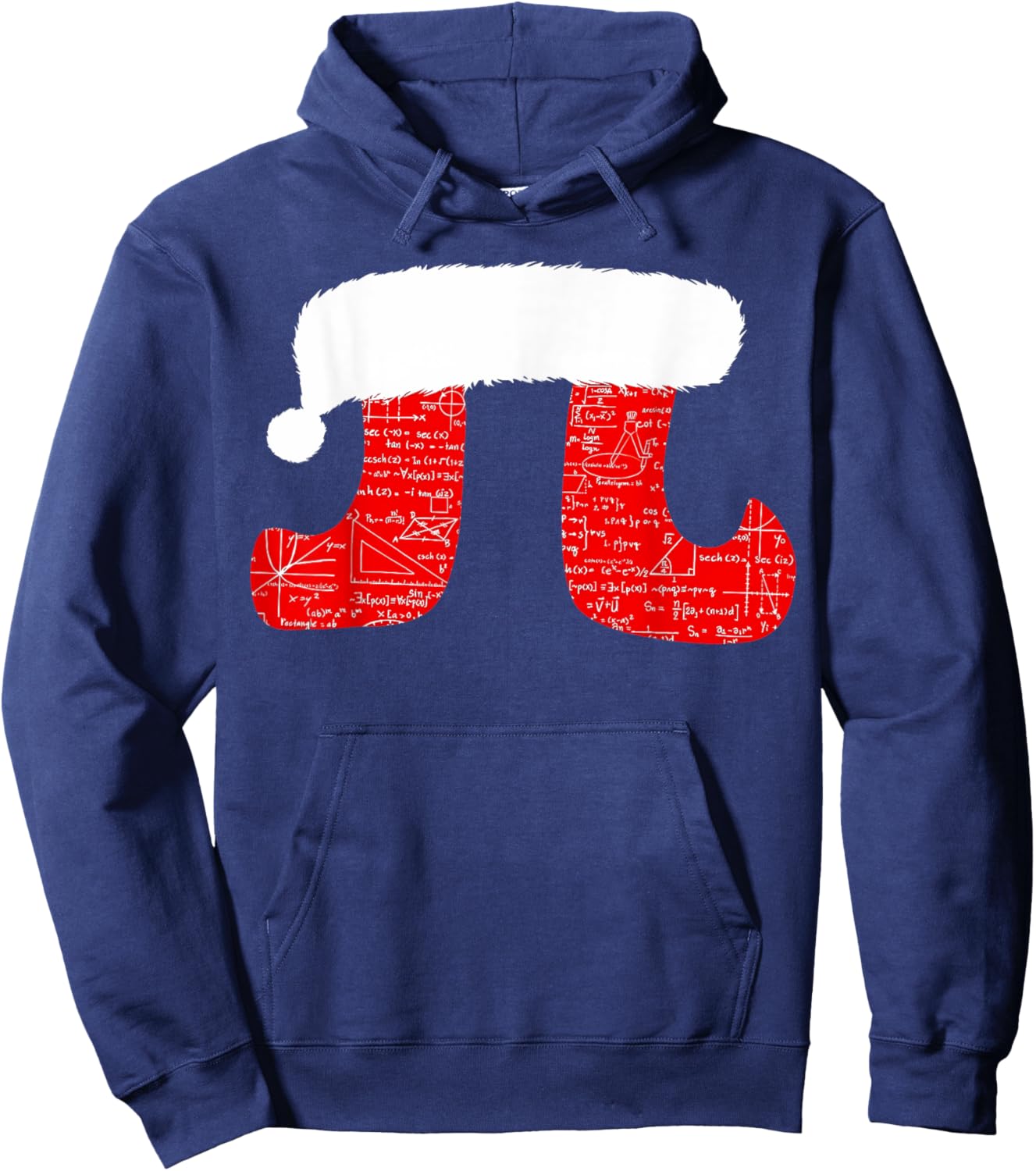 Vintage Math Pi Symbol Christmas Santa Hat Science Algebra Hoodie - Hoodie | Navy