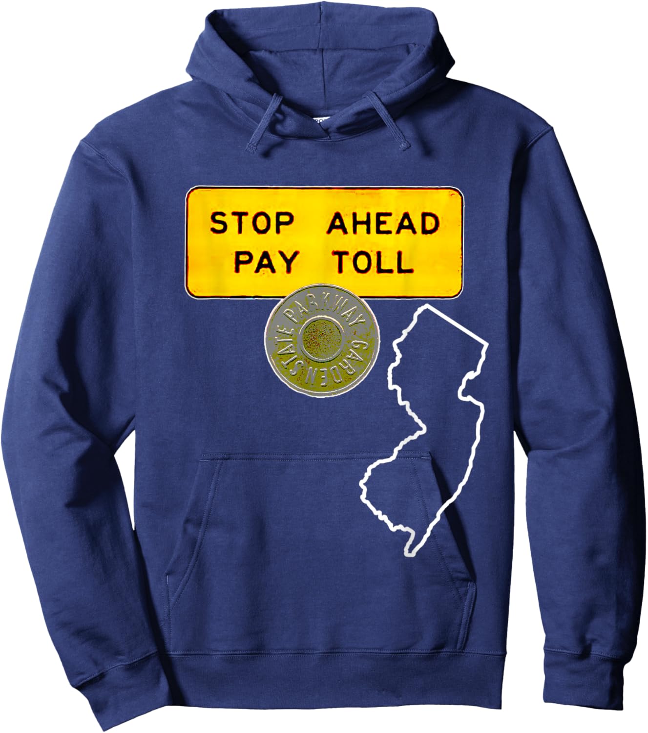 New Jersey Garden State Parkway Vintage Token Toll Sign Hoodie - Hoodie | Navy