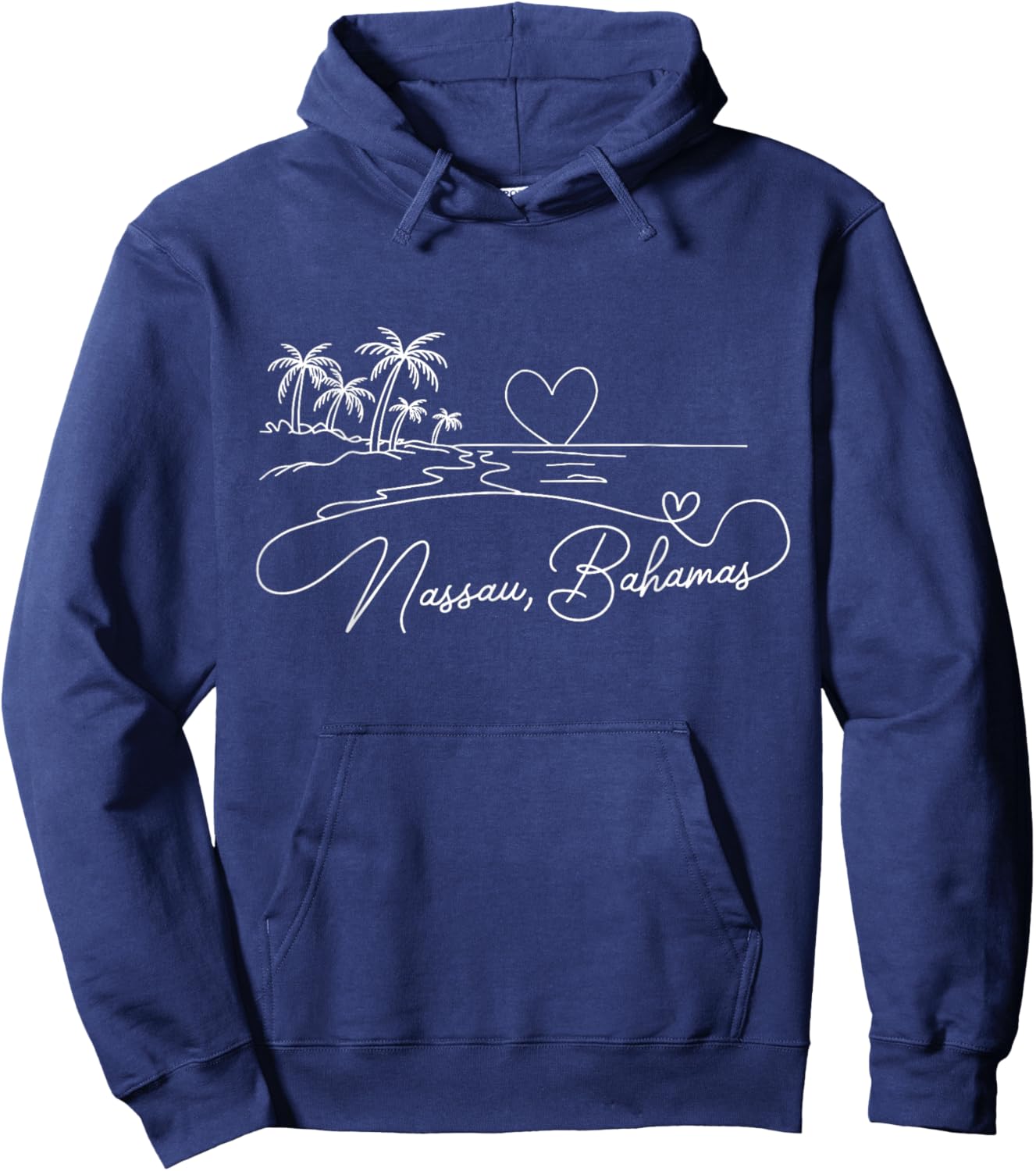 Nassau Bahamas Signature Heart Art Romantic Island Souvenir Hoodie - Hoodie | Navy