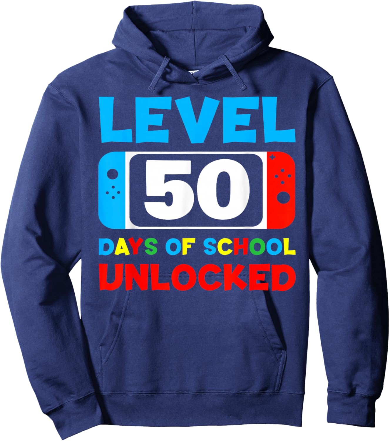 50th Day Of School Level 50 Days Of School Unlocked Gamer Hoodie - Hoodie | Navy