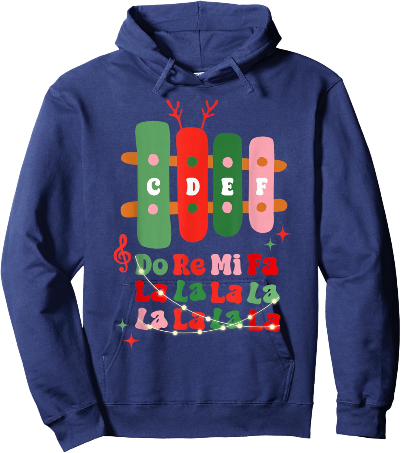 Groovy CDEF Do Re Mi Fa La La La La Music Teacher Christmas Hoodie - Hoodie | Navy