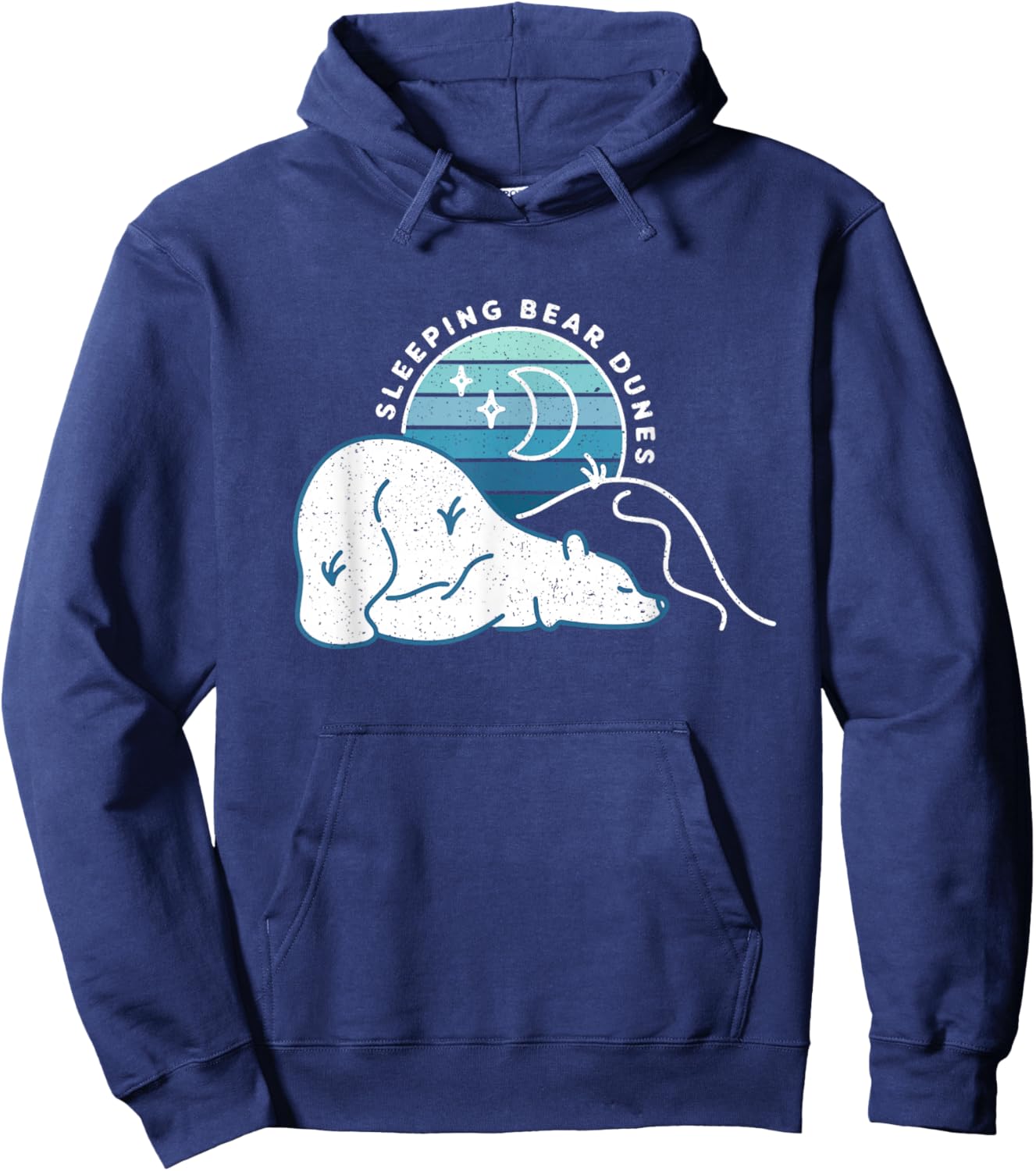 Minimal Sleeping Bear Dunes Retro Sunset Michigan Hoodie - Hoodie | Navy