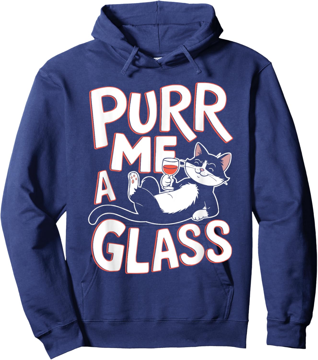 Wine Cat Owner Kitty Meow Alcohol Drinking Winemaker Hoodie - Hoodie | Navy