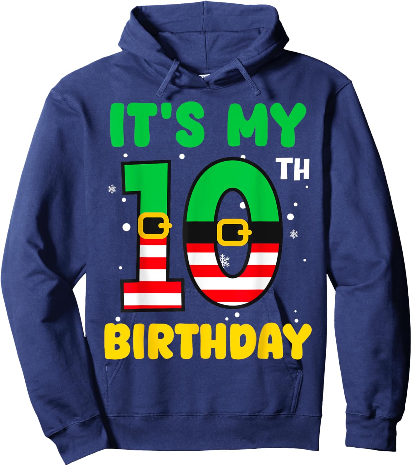 It's My 10th Birthday Christmas 10 Years Old Cute Xmas Funny Hoodie - Hoodie | Navy