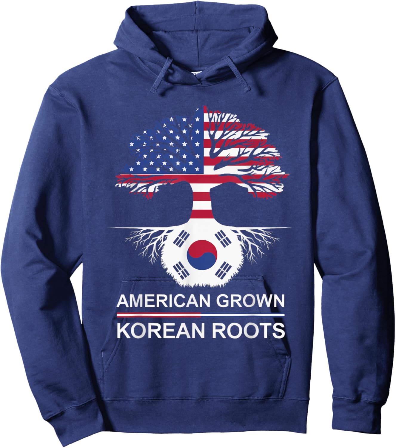 Half American Half Korean USA Flag South Korea America Hoodie - Hoodie | Navy