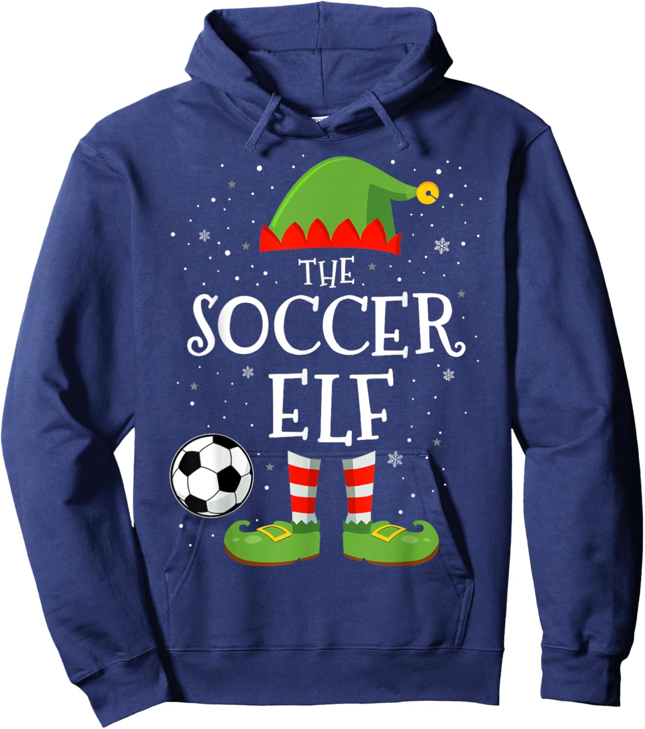 The soccer elf funny christmas matching family pajama Hoodie - Hoodie | Navy