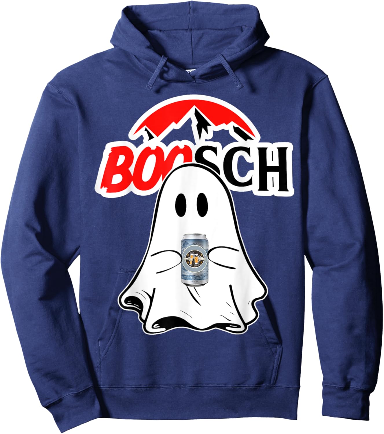Boosch-Beer Halloween Funny Ghost Drinking Beer Women Men Hoodie - Hoodie | Navy