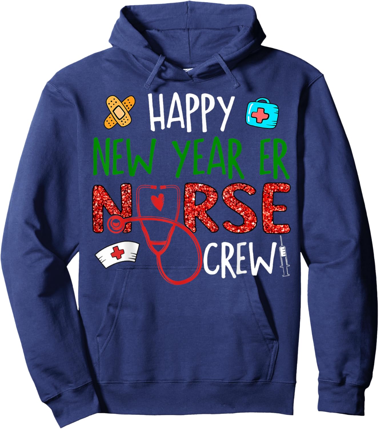 Happy New Year ER Nurse Crew Emergency Rom New Years Eve Hoodie - Hoodie | Navy