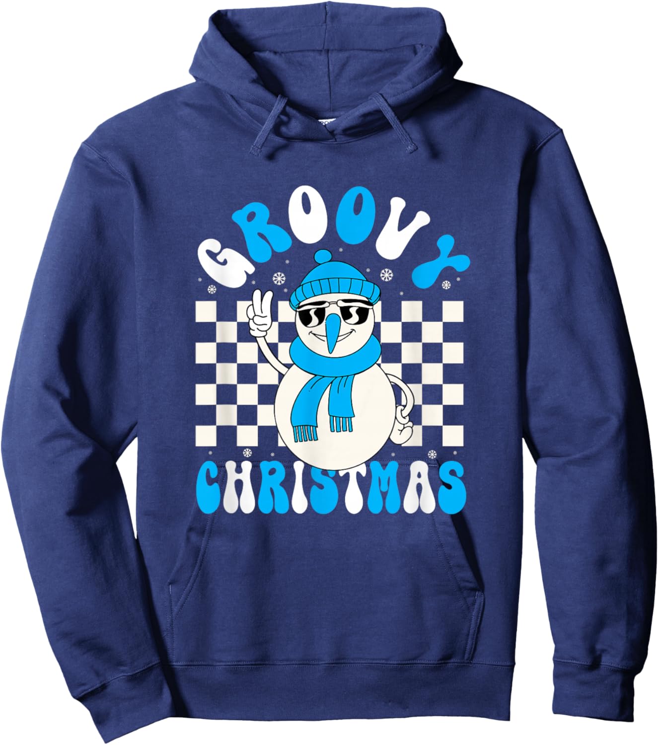 Snowman X-Mas Kids Hippie Groovy Christmas Hoodie - Hoodie | Navy