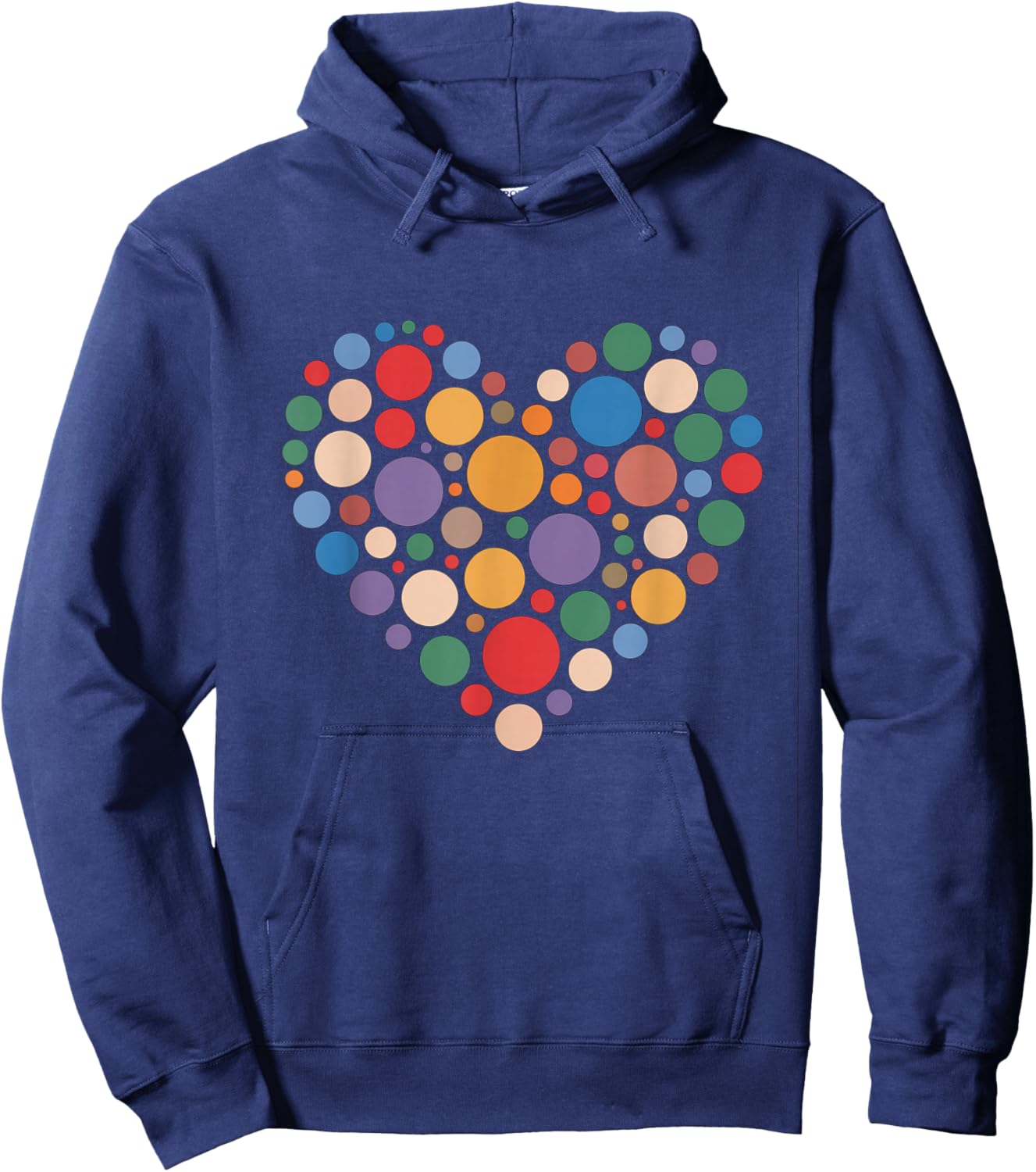 Colorful Rainbow Polka Dot Heart Hoodie - Hoodie | Navy