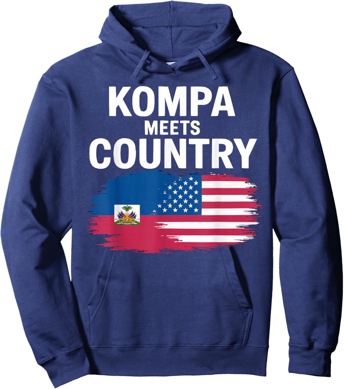 Half Haitian Half American USA Flag Haiti America Hoodie - Hoodie | Navy