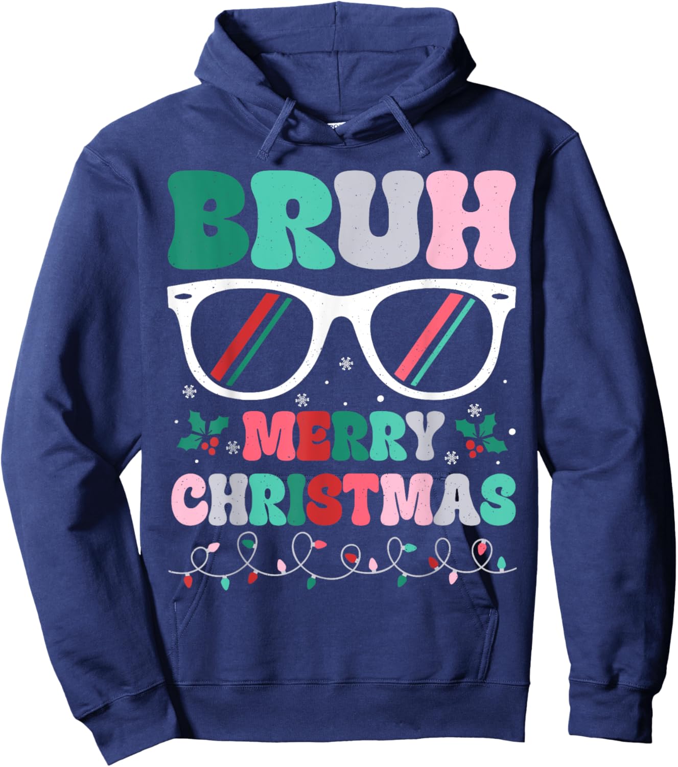 Bruh Christmas Boys Teens Kids Funny Xmas Merry Christmas Hoodie - Hoodie | Navy