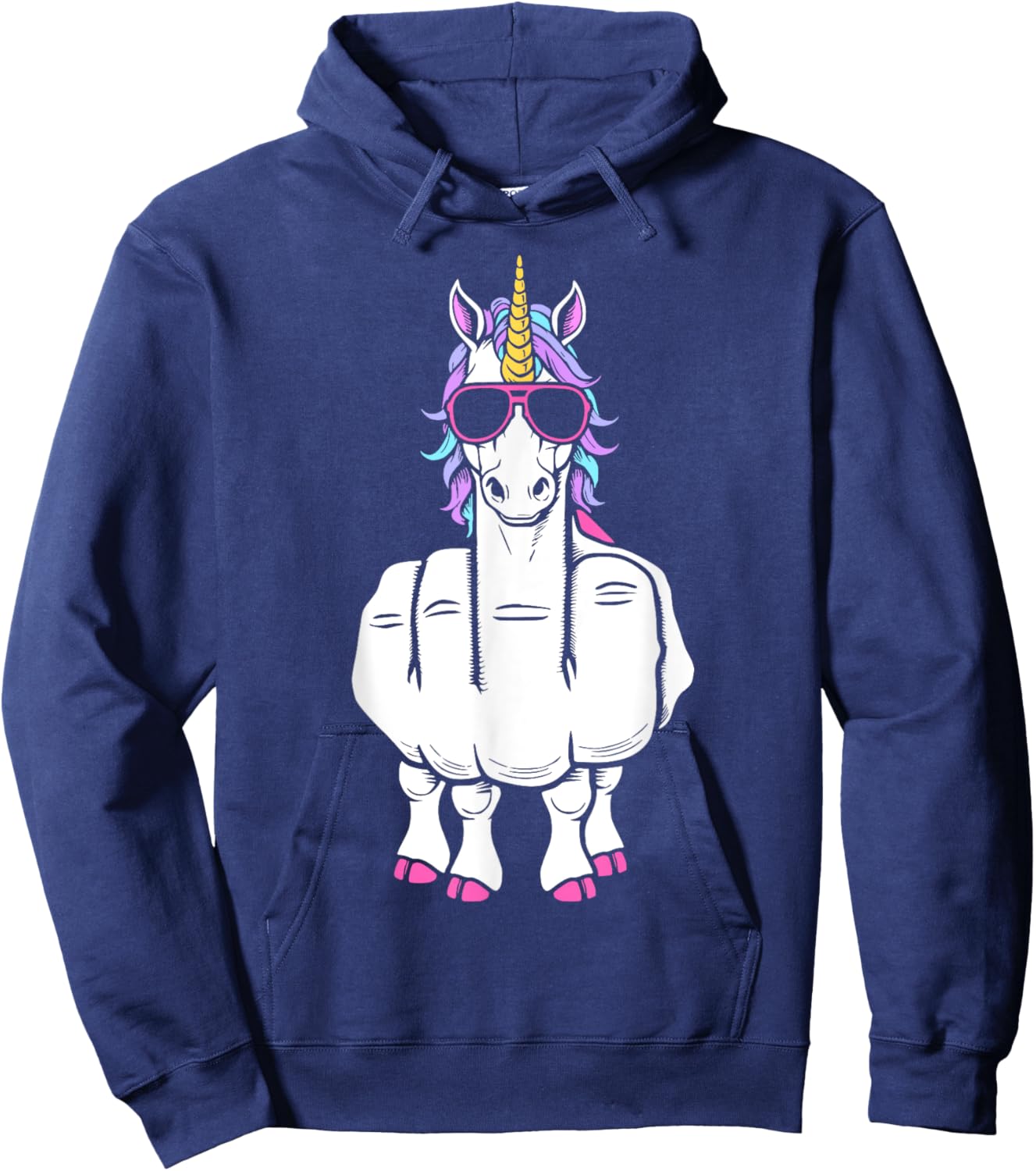 Unicorn Middle Finger Funny Magical Offensive Rude Animal Hoodie - Hoodie | Navy