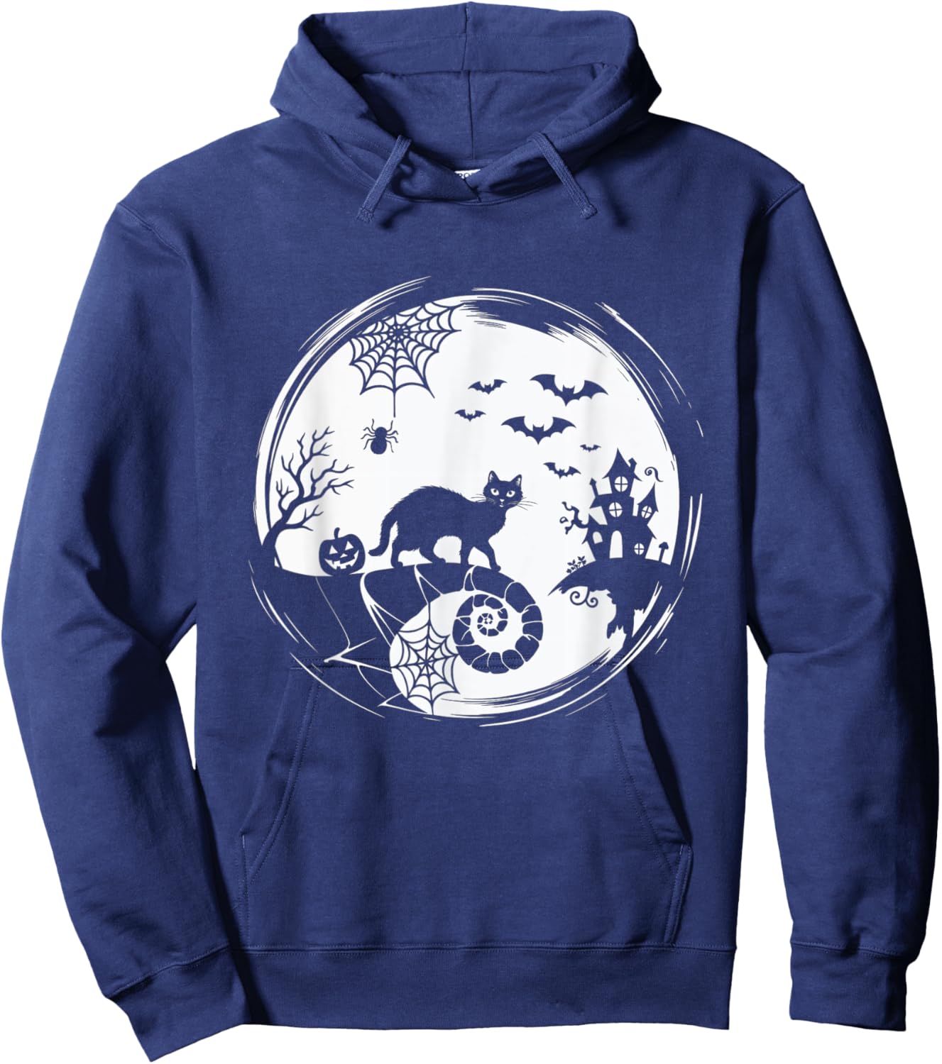Halloween Cat Spider Bats Moon Black Cat Women Hoodie - Hoodie | Navy