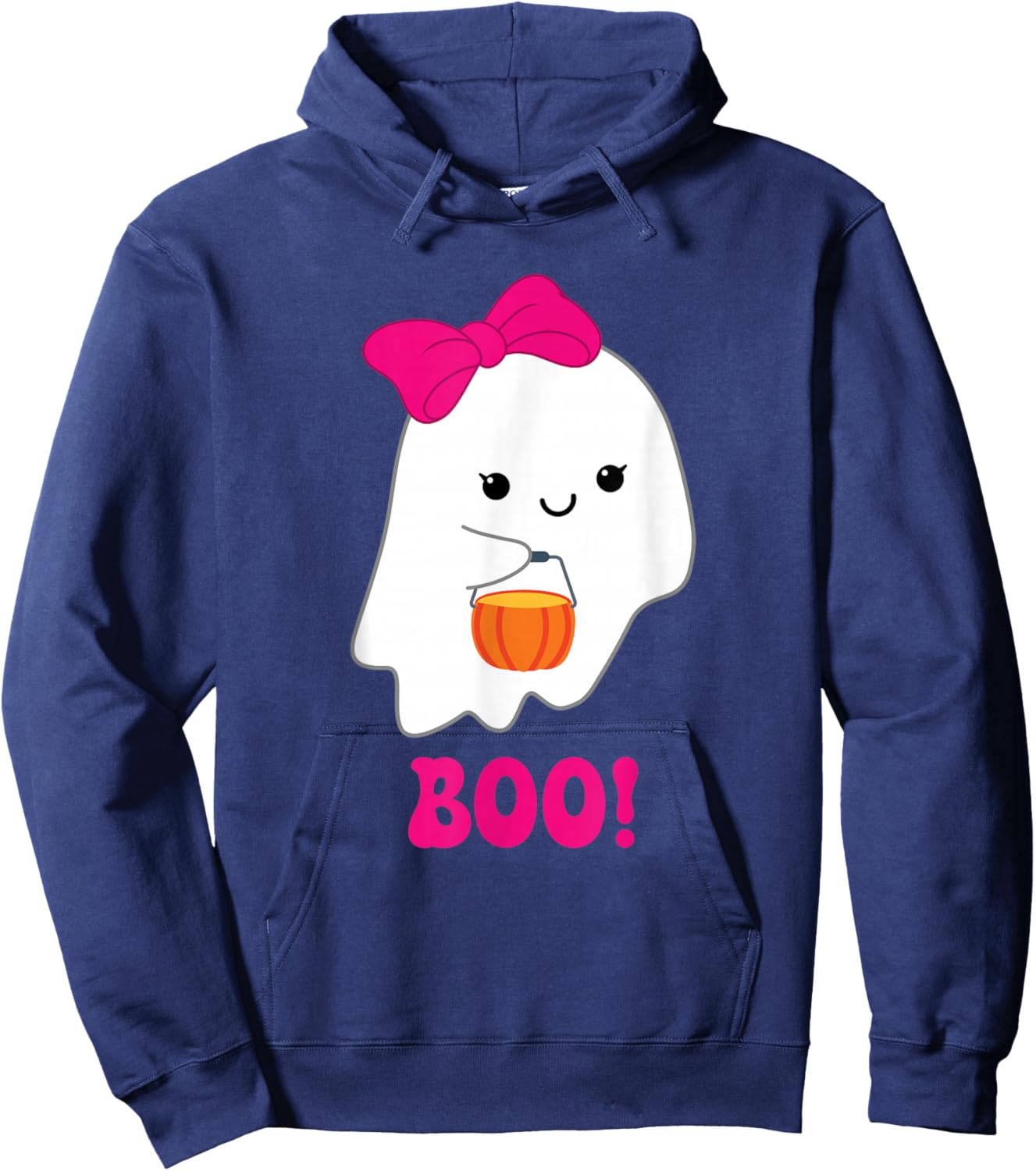 Cute Spooky Ghost Girl Pink Bow Halloween Costume Hoodie - Hoodie | Navy