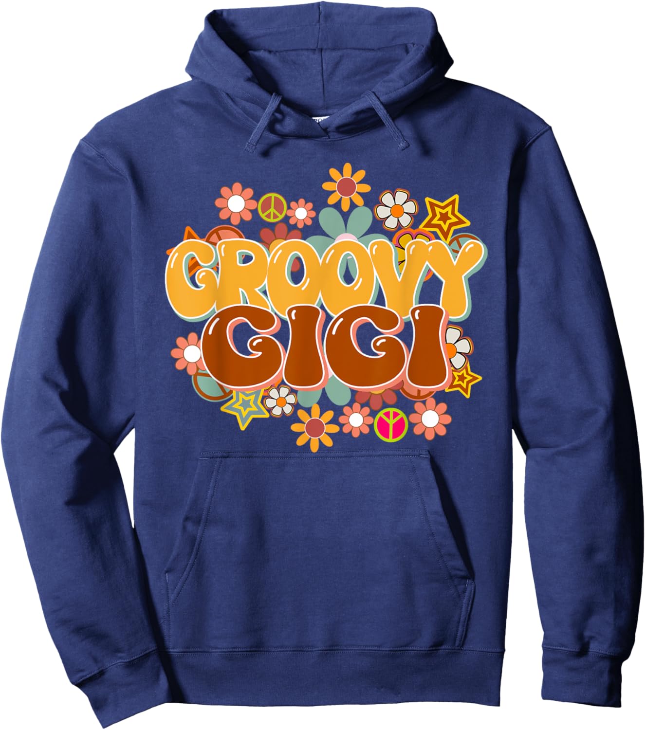 Groovy Gigi Retro 60s 70s Hippie Family Best Gigi Ever Hoodie - Hoodie | Navy