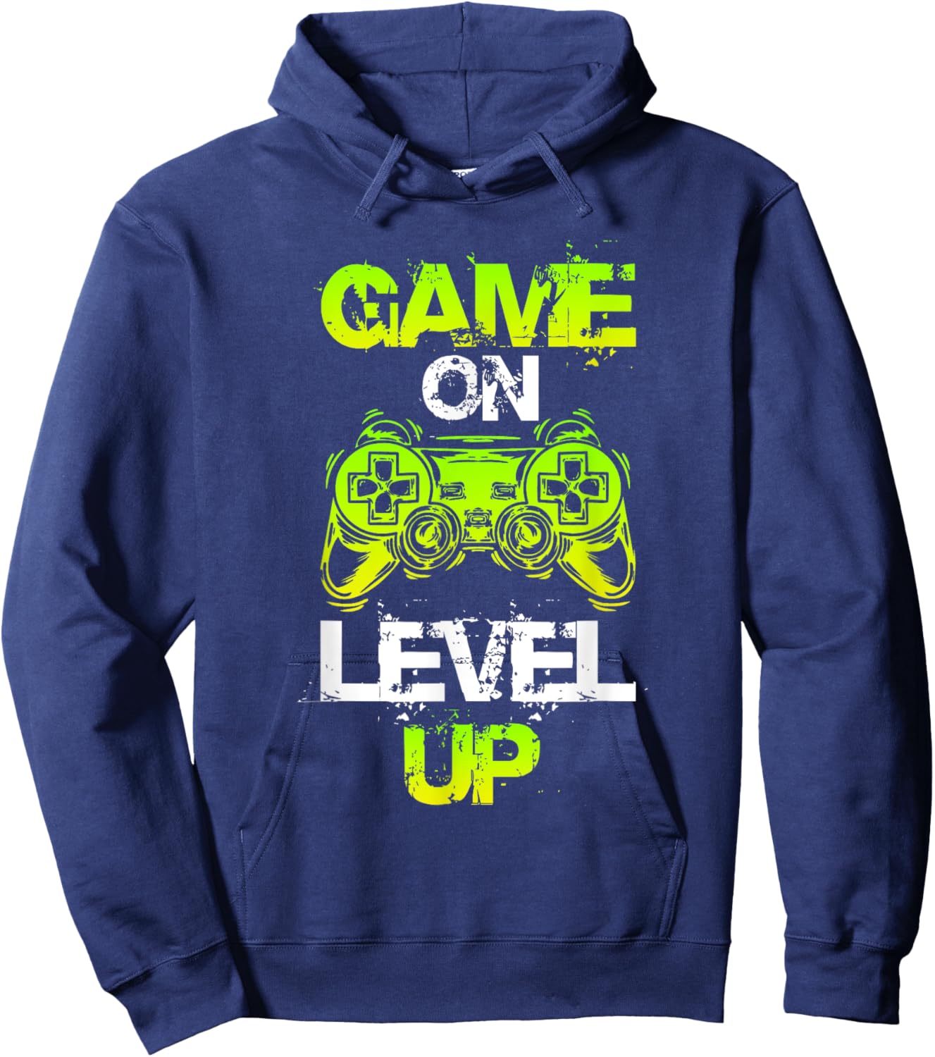 Gaming Apparel GAME ON LEVEL UP Gaming - -Adults, -Kids - Black - Small - Short Sleeve Hoodie - Hoodie | Navy