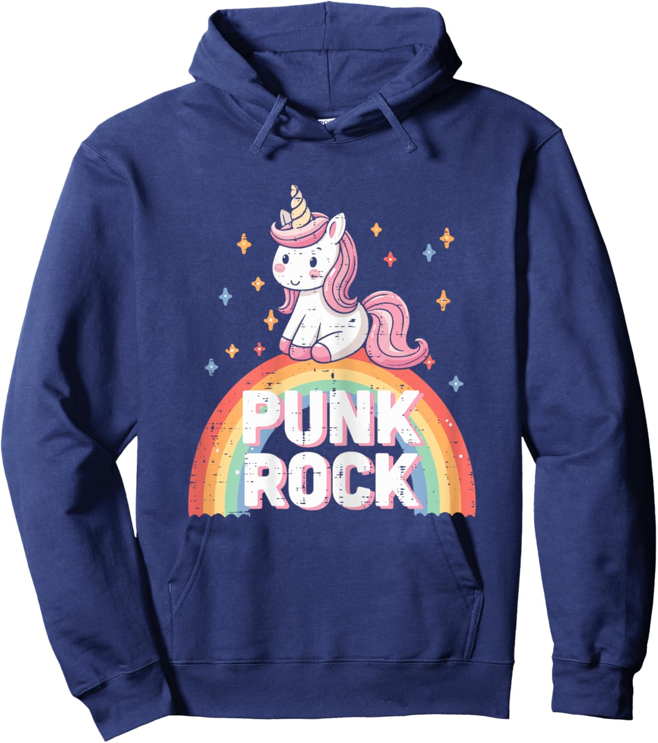 Music Rocker Unicorn Punk Rock Cute Toddler Girls Kids Women Hoodie - Hoodie | Navy